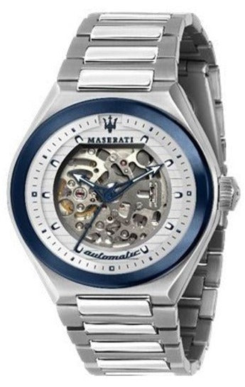  Shop Authentic Maserati Triconic Automatic Skeleton Grey Dial Silver Steel Strap Watch For Men - R8823139002 - Luxxuri