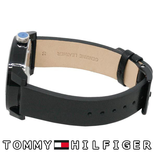  Shop Authentic Tommy Hilfiger Denim Quartz Black Dial Black Leather Strap Watch for Men - 1791479 - Luxxuri