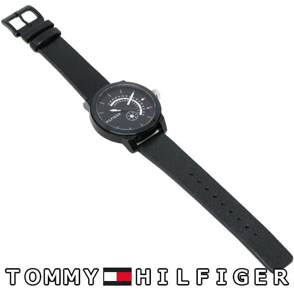  Shop Authentic Tommy Hilfiger Denim Quartz Black Dial Black Leather Strap Watch for Men - 1791479 - Luxxuri