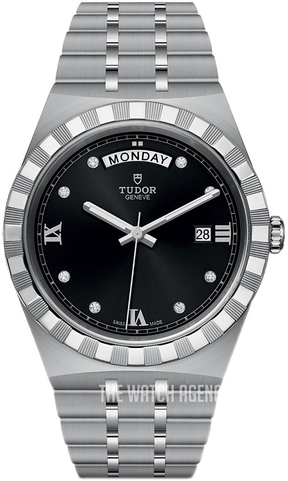  Shop Authentic Tudor Royal Automatic Diamonds Black Dial Silver Steel Strap Watch for Men - M28600-0004 - Luxxuri