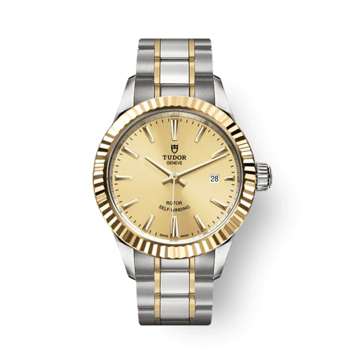  Shop Authentic Tudor Style Automatic Diamonds Gold Dial Two Tone Steel Strap Watch for Men - M12713-0007 - Luxxuri