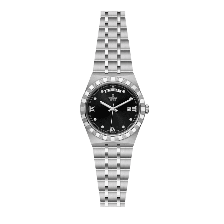  Shop Authentic Tudor Royal Automatic Diamonds Black Dial Silver Steel Strap Watch for Men - M28600-0004 - Luxxuri