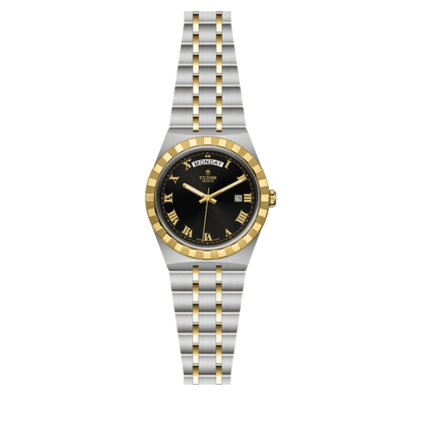  Shop Authentic Tudor Royal Automatic Black Dial Two Tone Steel Strap Watch for Men - M28603-0003 - Luxxuri