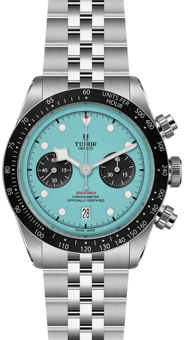 Tudor Black Bay Chrono Blue Dial Silver Steel Strap Watch for Men - M79360N-0024