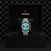 Tudor Black Bay Chrono Blue Dial Silver Steel Strap Watch for Men - M79360N-0024
