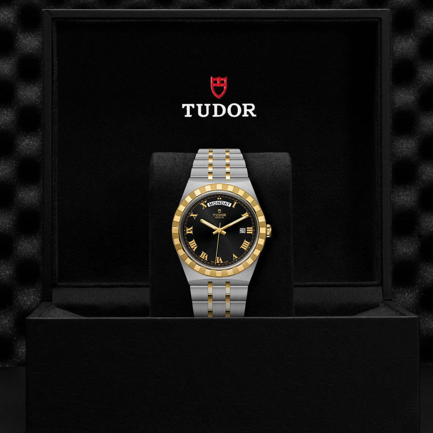  Shop Authentic Tudor Royal Automatic Black Dial Two Tone Steel Strap Watch for Men - M28603-0003 - Luxxuri