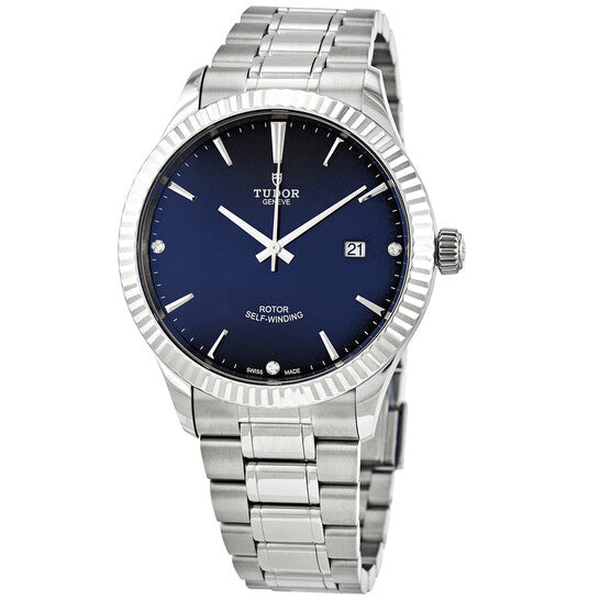  Shop Authentic Tudor Style Automatic Diamonds Blue Dial Silver Steel Strap Watch for Men - M12710-0017 - Luxxuri