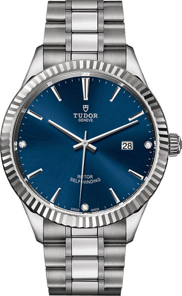  Shop Authentic Tudor Style Automatic Diamonds Blue Dial Silver Steel Strap Watch for Men - M12710-0017 - Luxxuri