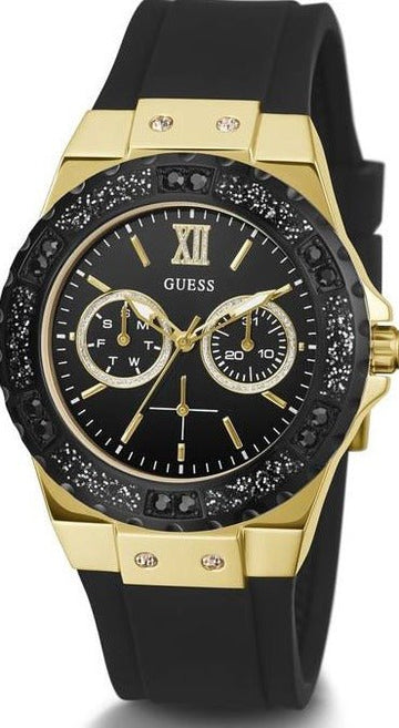  Shop Authentic Guess Black Dial Black Rubber Strap Watch For Women - W1053L7 - Luxxuri