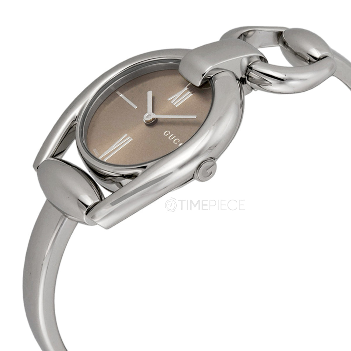  Shop Authentic Gucci Horsebit Collection Quartz Brown Dial Silver Steel Strap Watch For Women - YA139501 - Luxxuri