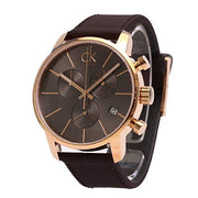  Shop Authentic Calvin Klein City Chronograph Grey Dial Brown Leather Strap Watch for Men - K2G276G3 - Luxxuri