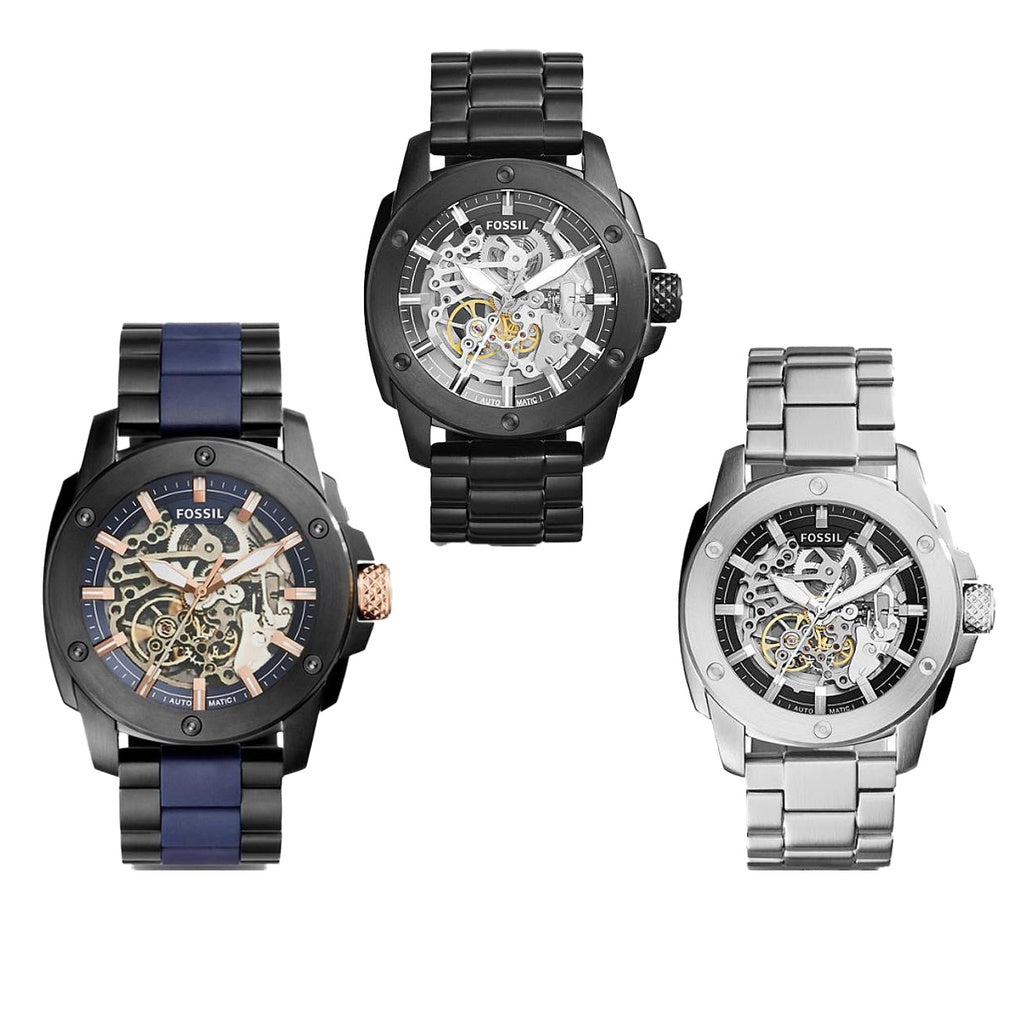  Shop Authentic Fossil Modern Machine Automatic Silver Dial Black Steel Strap Watch for Men - ME3080 - Luxxuri