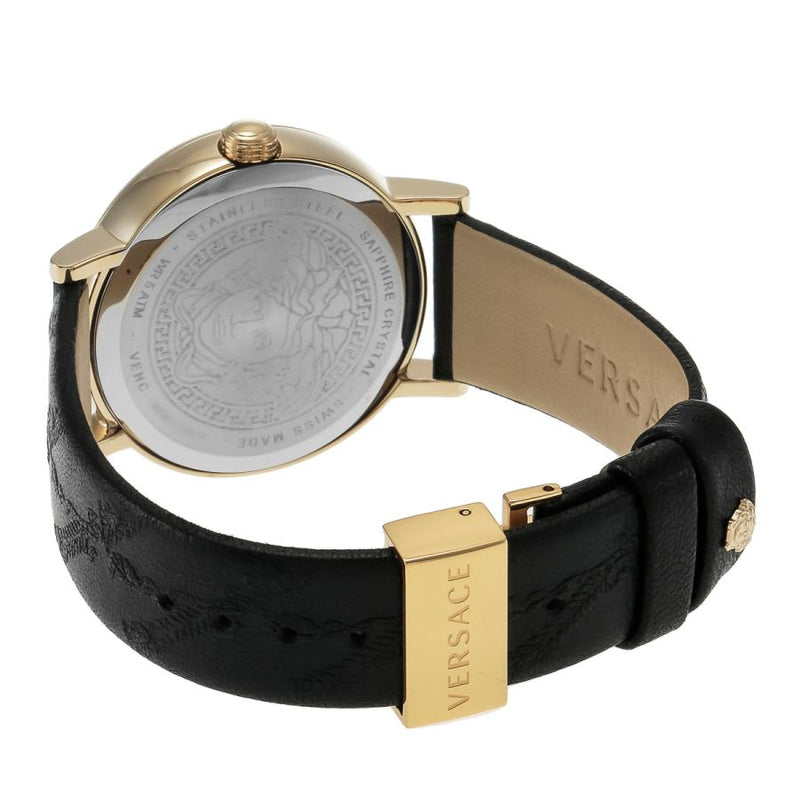  Shop Authentic Versace Virtus Quartz Black Dial Black Leather Strap Watch for Women - VEHC00119 - Luxxuri