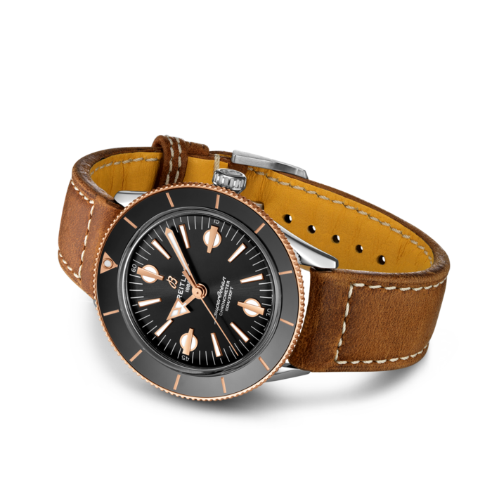  Shop Authentic Breitling Superocean Heritage '57 Black Dial Brown Leather Strap Watch for Men - U10370121B1X1 - Luxxuri