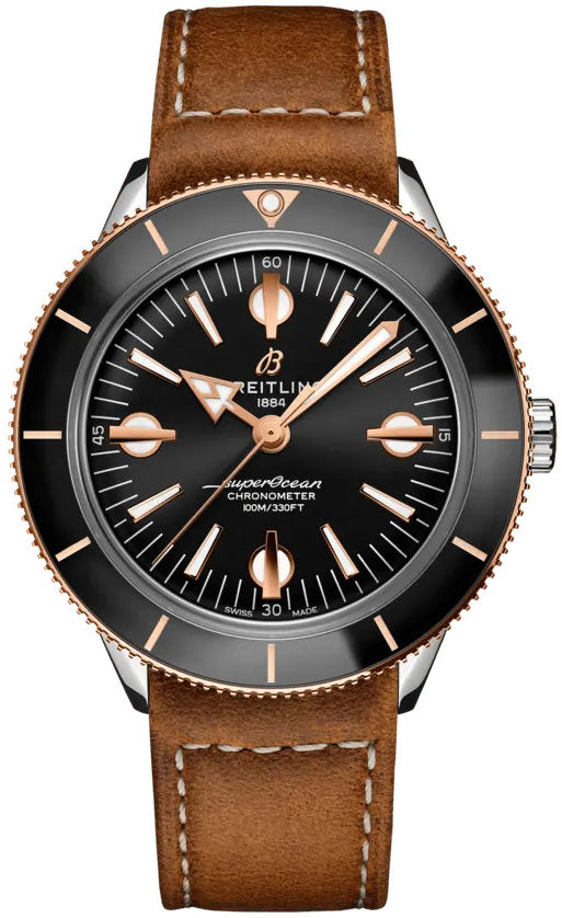  Shop Authentic Breitling Superocean Heritage '57 Black Dial Brown Leather Strap Watch for Men - U10370121B1X1 - Luxxuri