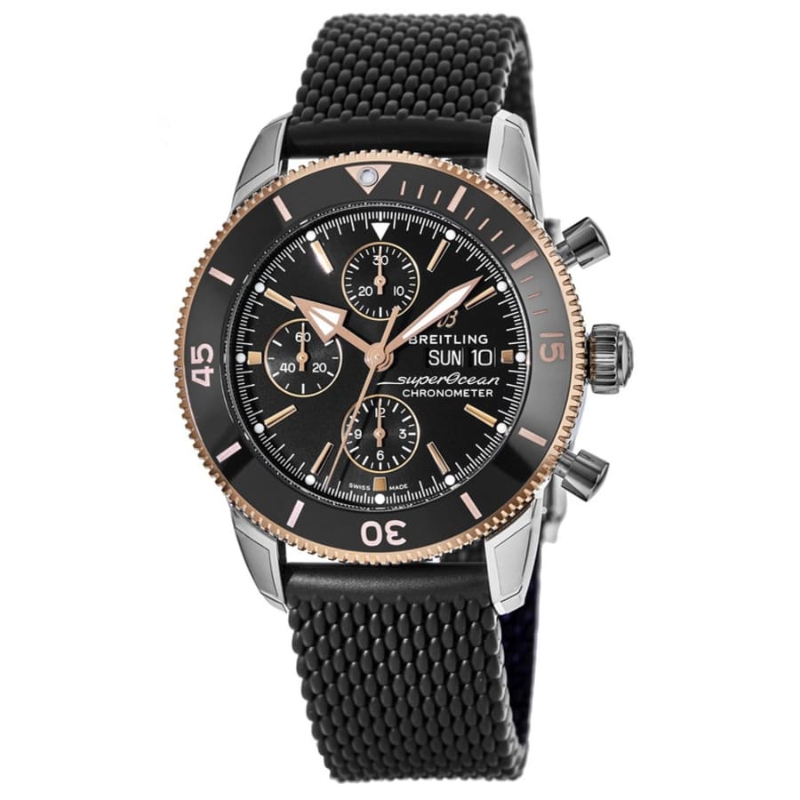 Shop Authentic Breitling Superocean Heritage Chronograph 44 Black Dial Black Mesh Bracelet Watch for Men - U13313121B1S1 - Luxxuri