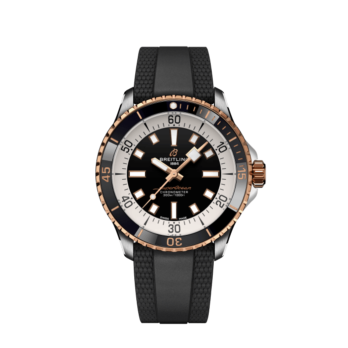  Shop Authentic Breitling Superocean Automatic 42mm 18K Red Gold & Black Dial Black Rubber Strap Watch for Men - U17375211B1S1 - Luxxuri