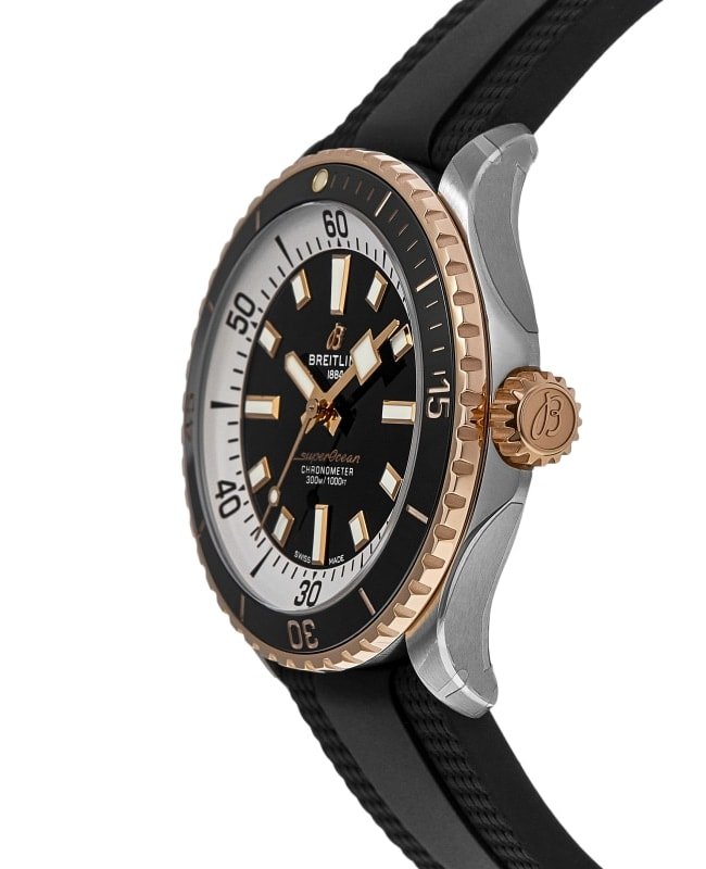  Shop Authentic Breitling Superocean Automatic 42mm 18K Red Gold & Black Dial Black Rubber Strap Watch for Men - U17375211B1S1 - Luxxuri