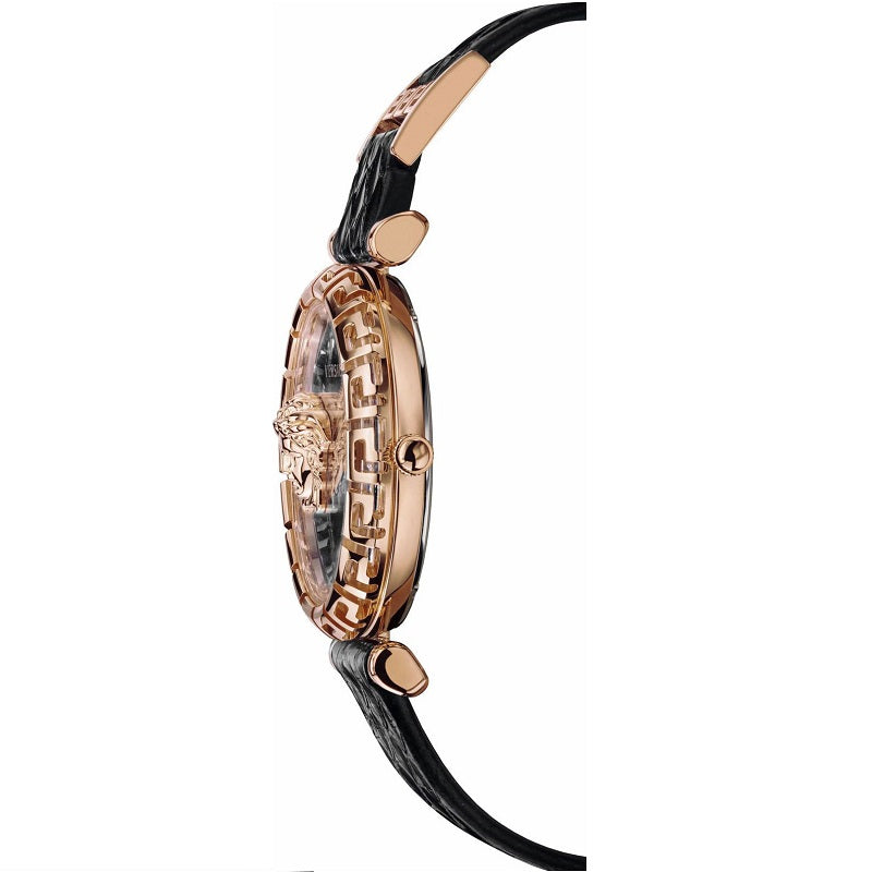  Shop Authentic Versace Palazzo Empire Greca Black Dial Black Leather Strap Watch for Women - VEDV00719 - Luxxuri