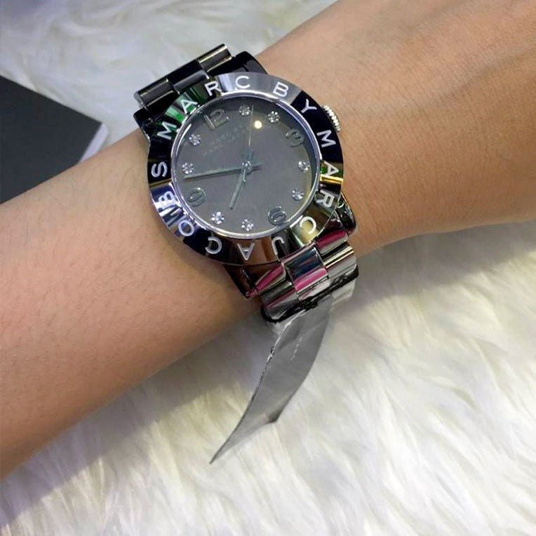  Shop Authentic Marc Jacobs Amy Grey Dial Grey Steel Strap Watch for Women - MBM3196 - Luxxuri