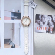  Shop Authentic Guess Mini Rose Diamonds White Dial White Leather Strap Watch For Women - U85142l3 - Luxxuri