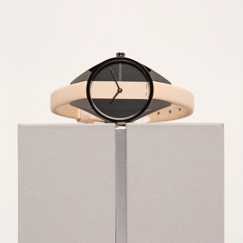  Shop Authentic Calvin Klein Rebel Cream Black Dial Cream Leather Strap Watch for Women - K8P237X1 - Luxxuri