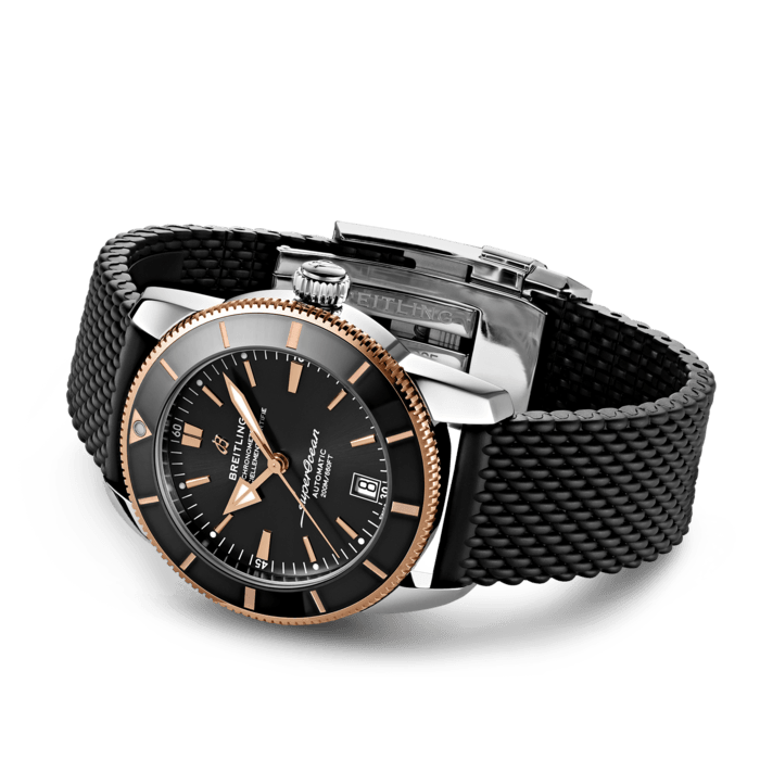  Shop Authentic Breitling Superocean Heritage II B20 42mm Black Dial Black Mesh Bracelet Mens Watch - UB2010121B1S1 - Luxxuri