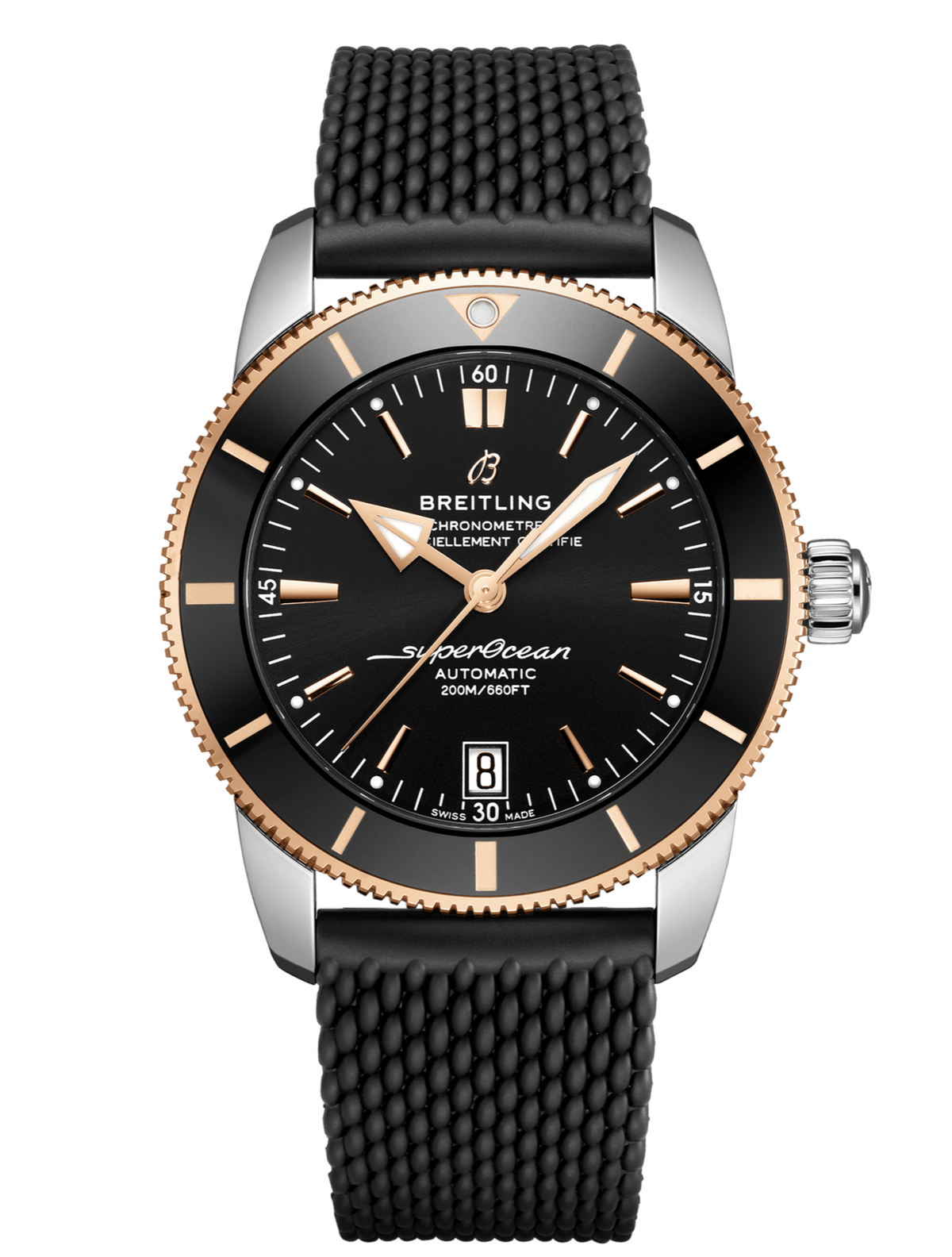  Shop Authentic Breitling Superocean Heritage II B20 42mm Black Dial Black Mesh Bracelet Mens Watch - UB2010121B1S1 - Luxxuri