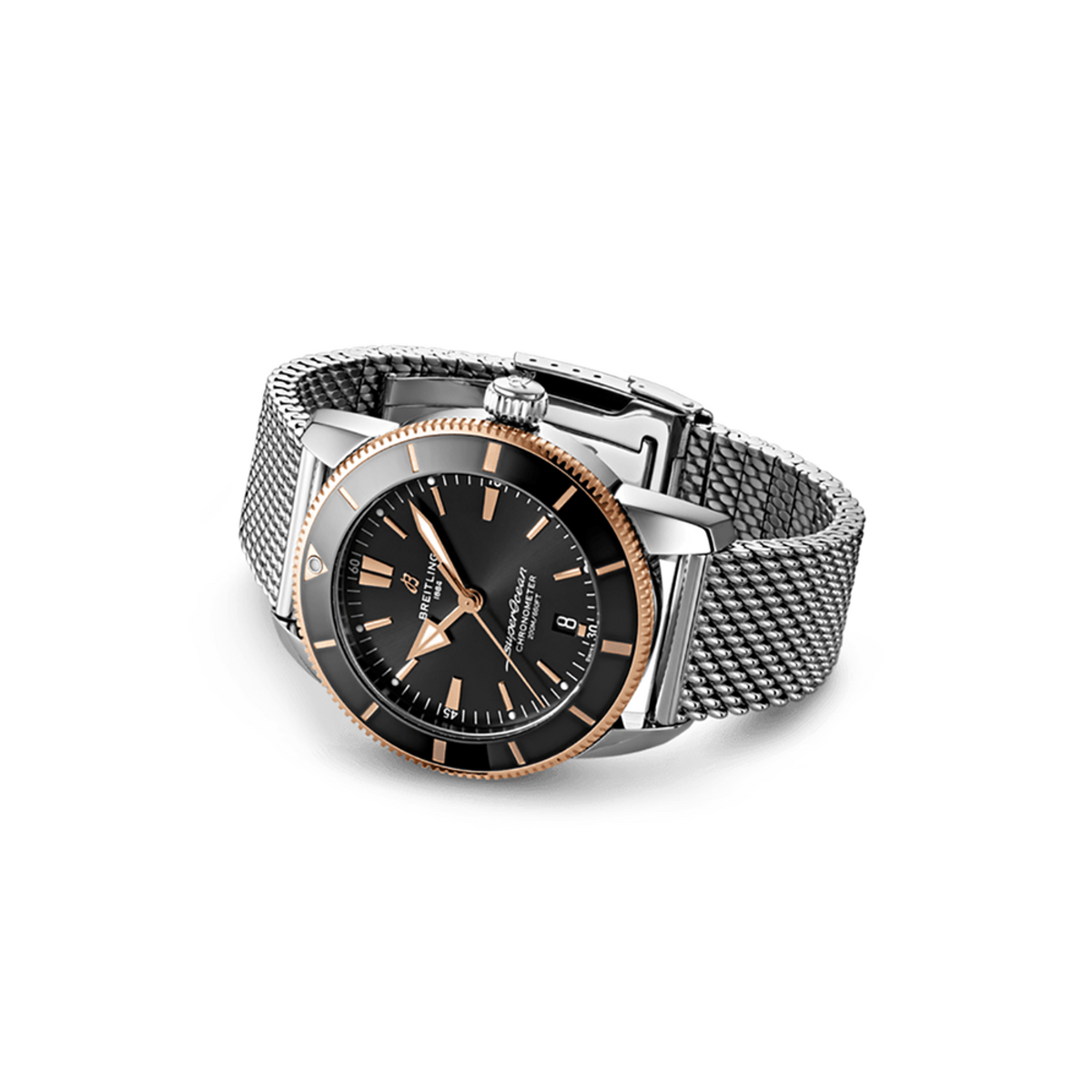  Shop Authentic Breitling Superocean Heritage B20 Automatic 44 Black Dial Silver Mesh Bracelet Watch for Men - UB2030121B1A1 - Luxxuri
