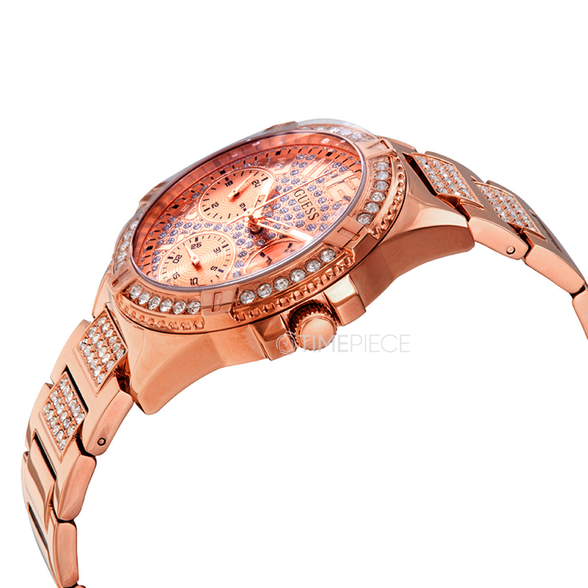  Shop Authentic Guess Frontier Diamonds Rose Gold Dial Rose Gold Steel Strap Watch For Women - W1156L3 - Luxxuri