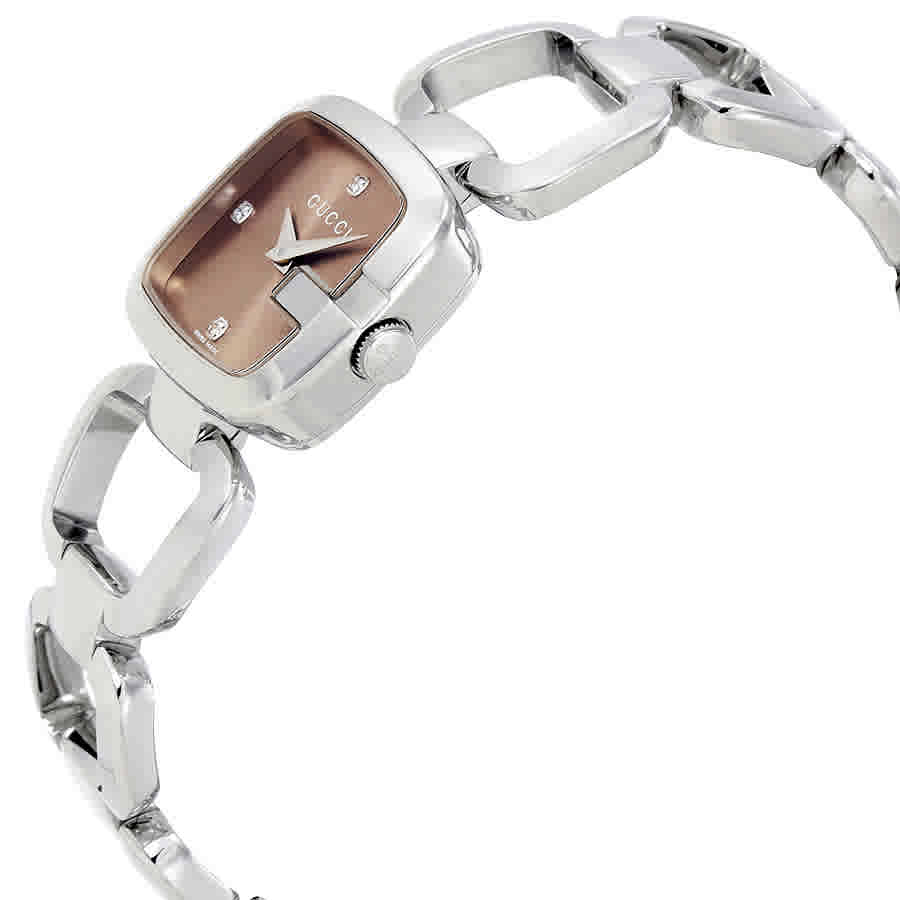  Shop Authentic Gucci G Gucci Brown Dial Silver Steel Strap Watch For Women - YA125503 - Luxxuri