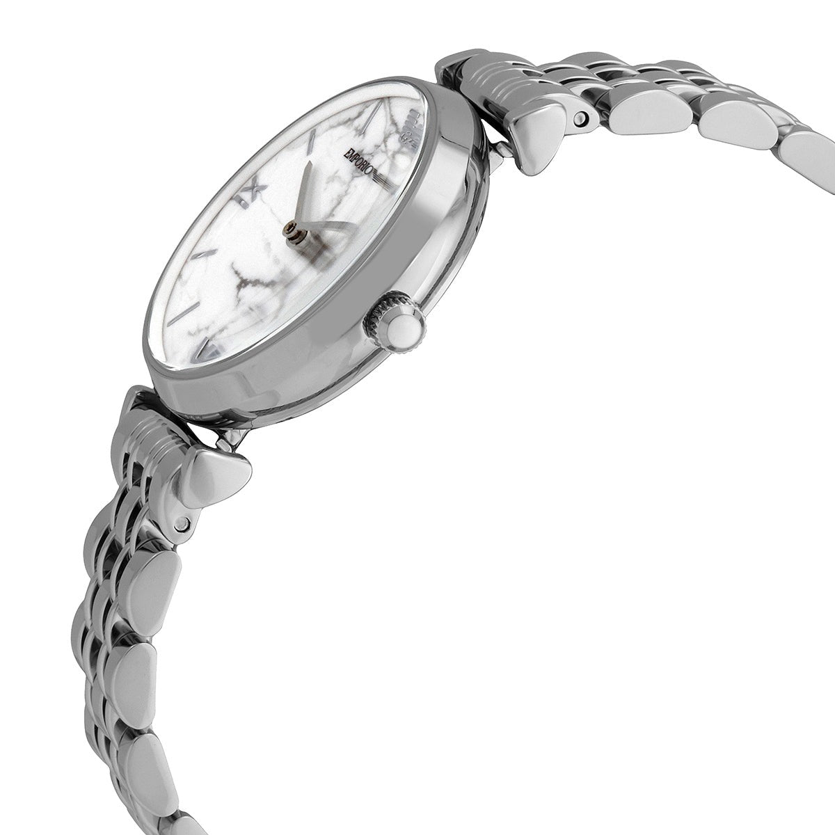  Shop Authentic Emporio Armani Gianni T Bar White Marble Dial Silver Steel Strap Watch For Women - AR11170 - Luxxuri