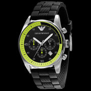  Shop Authentic Emporio Armani Chronograph Black Dial Black Rubber Strap Watch For Men - AR5865 - Luxxuri