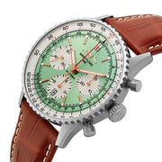  Shop Authentic Breitling Navitimer B01 Chronograph 41 Green Dial Brown Leather Strap Watch for Men - AB0139211L1P1 - Luxxuri