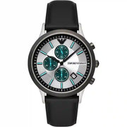  Shop Authentic Emporio Armani Renato Chronograph Silver Dial Black Leather Strap Watch for Men - AR11473 - Luxxuri