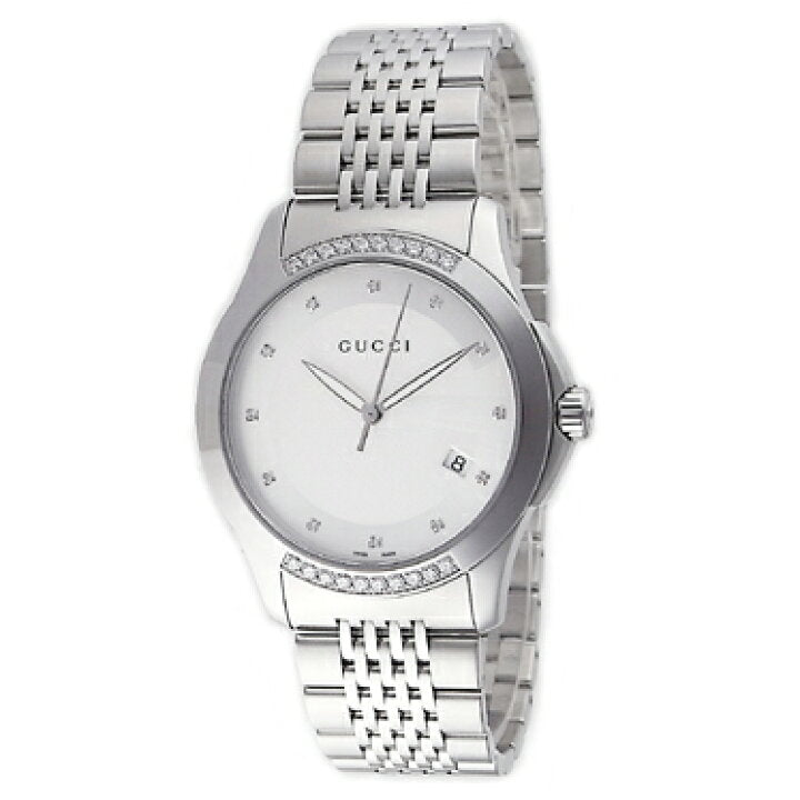  Shop Authentic Gucci G Timeless Diamonds Silver Dial Silver Steel Strap Watch For Men - YA126407 - Luxxuri