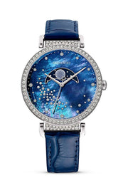  Shop Authentic Swarovski Passage Moon Phase Blue Dial Blue Leather Strap Watch for Women - 5613320 - Luxxuri