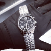  Shop Authentic Michael Kors Runway Chronograph Black Dial Silver Steel Strap Watch For Women - MK5708 - Luxxuri