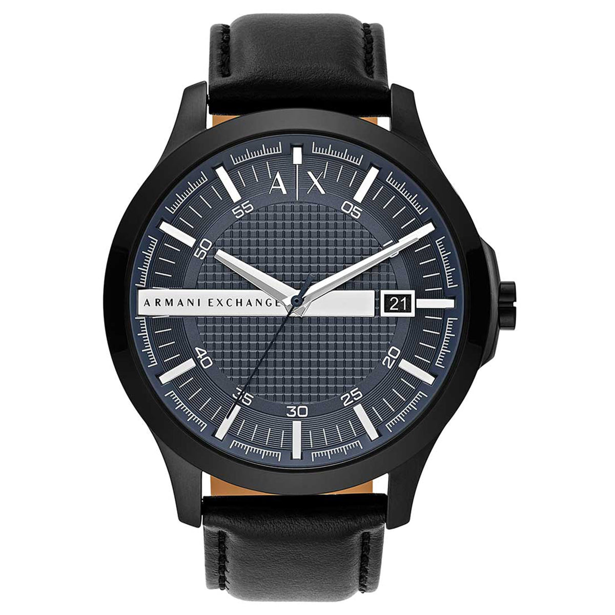 Shop Authentic Armani Exchange Hampton Quartz Blue Dial Black Leather Strap Watch for Men - AX2411 - Luxxuri