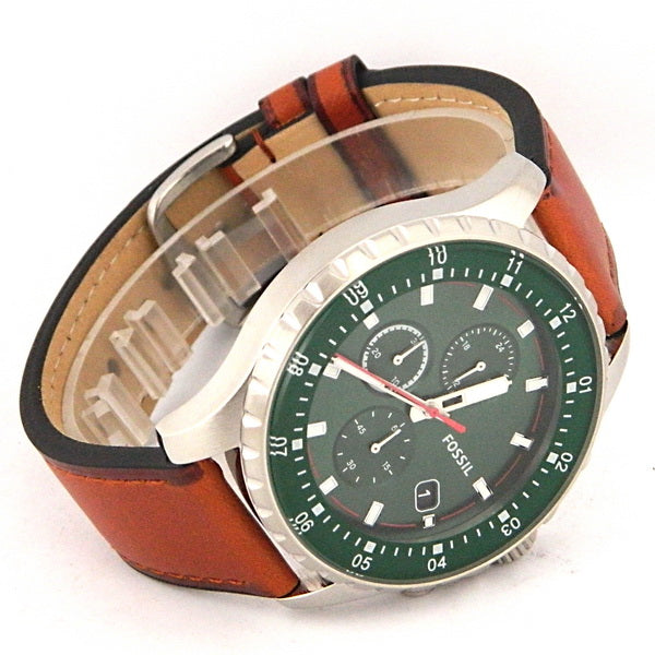  Shop Authentic Fossil Dillinger Luggage Chronograph Green Dial Brown Leather Strap Watch for Men - FS5734 - Luxxuri