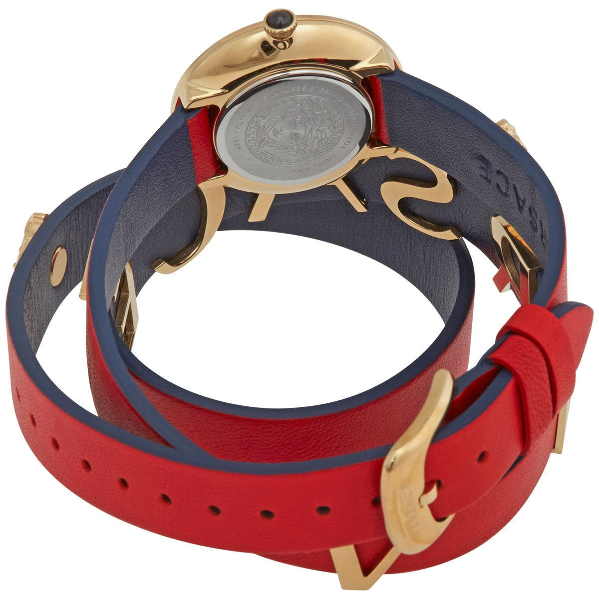  Shop Authentic Versace V-Flare Quartz Silver Dial Red Leather Strap Watch for Women - VEBN00418 - Luxxuri