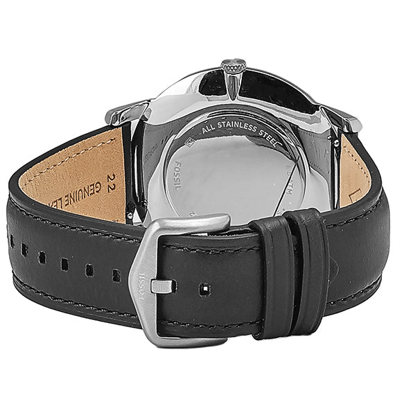  Shop Authentic Fossil The Minimalist Three Hand Black Dial Black Leather Strap Watch for Men - FS5398 - Luxxuri