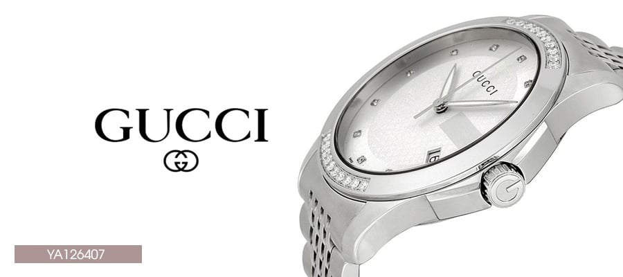  Shop Authentic Gucci G Timeless Diamonds Silver Dial Silver Steel Strap Watch For Men - YA126407 - Luxxuri