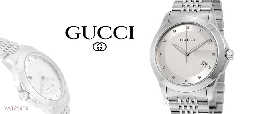  Shop Authentic Gucci G Timeless Diamonds Silver Dial Silver Steel Strap Watch For Men - YA126404 - Luxxuri