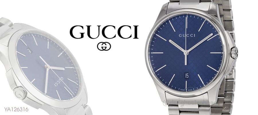  Shop Authentic Gucci G Timeless Blue Dial Silver Steel Strap Watch For Men - YA126316 - Luxxuri