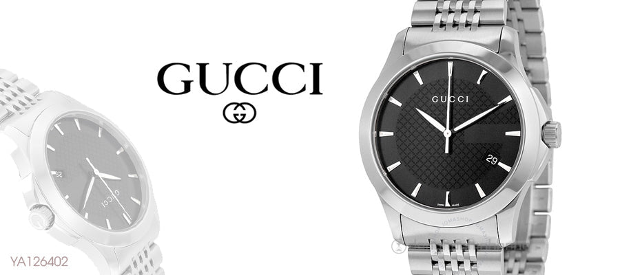  Shop Authentic Gucci G Timeless Black Dial Silver Steel Strap Watch For Men - YA126402 - Luxxuri