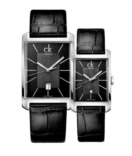  Shop Authentic Calvin Klein Window Black Dial Black Leather Strap Watch for Men - K2M23107 - Luxxuri