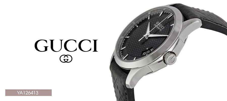 Shop Authentic Gucci G Timeless Quartz Black Dial Black Leather Strap Watch for Men - YA126413 - Luxxuri