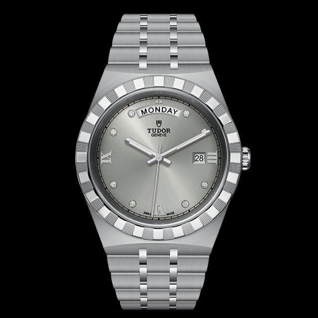  Shop Authentic Tudor Royal Day Date Diamonds Automatic Silver Dial Silver Steel Strap Watch for Men - M28600-0002 - Luxxuri