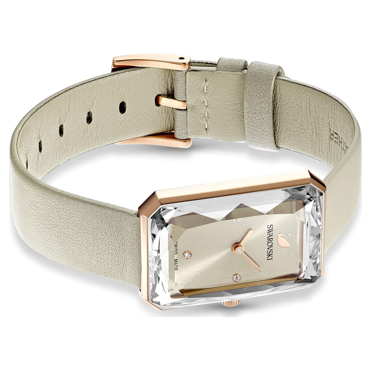  Shop Authentic Swarovski Uptown Crystal Grey Dial Grey Leather Strap Watch for Women - 5547716 - Luxxuri